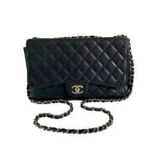 Chanel Caviar Quilted Single Flap Jumbo Black SHW